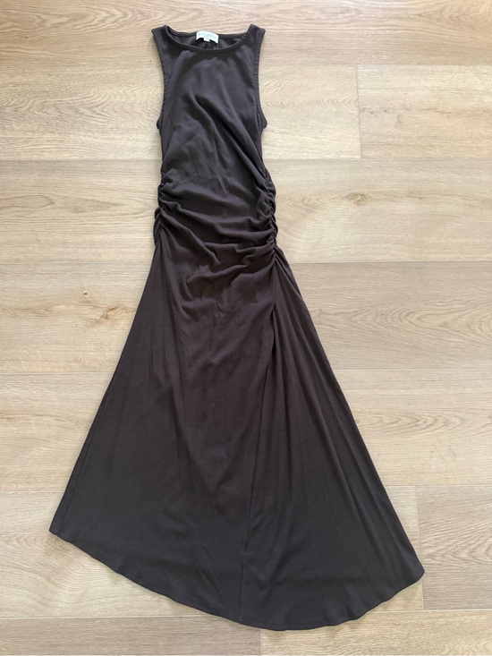 Michael Stars Dresses & Skirts - Michael Stars Brown Ruched Sleeveless High-Low Midi Dress Size Small